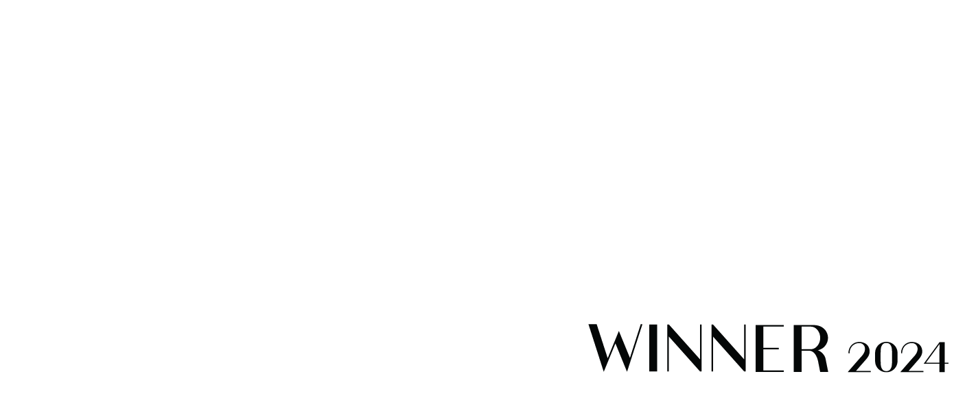 The image displays a white-on-green award seal stating "Landscape Ontario Presents Awards of Excellence Winner 2024" with a stylized tree graphic.