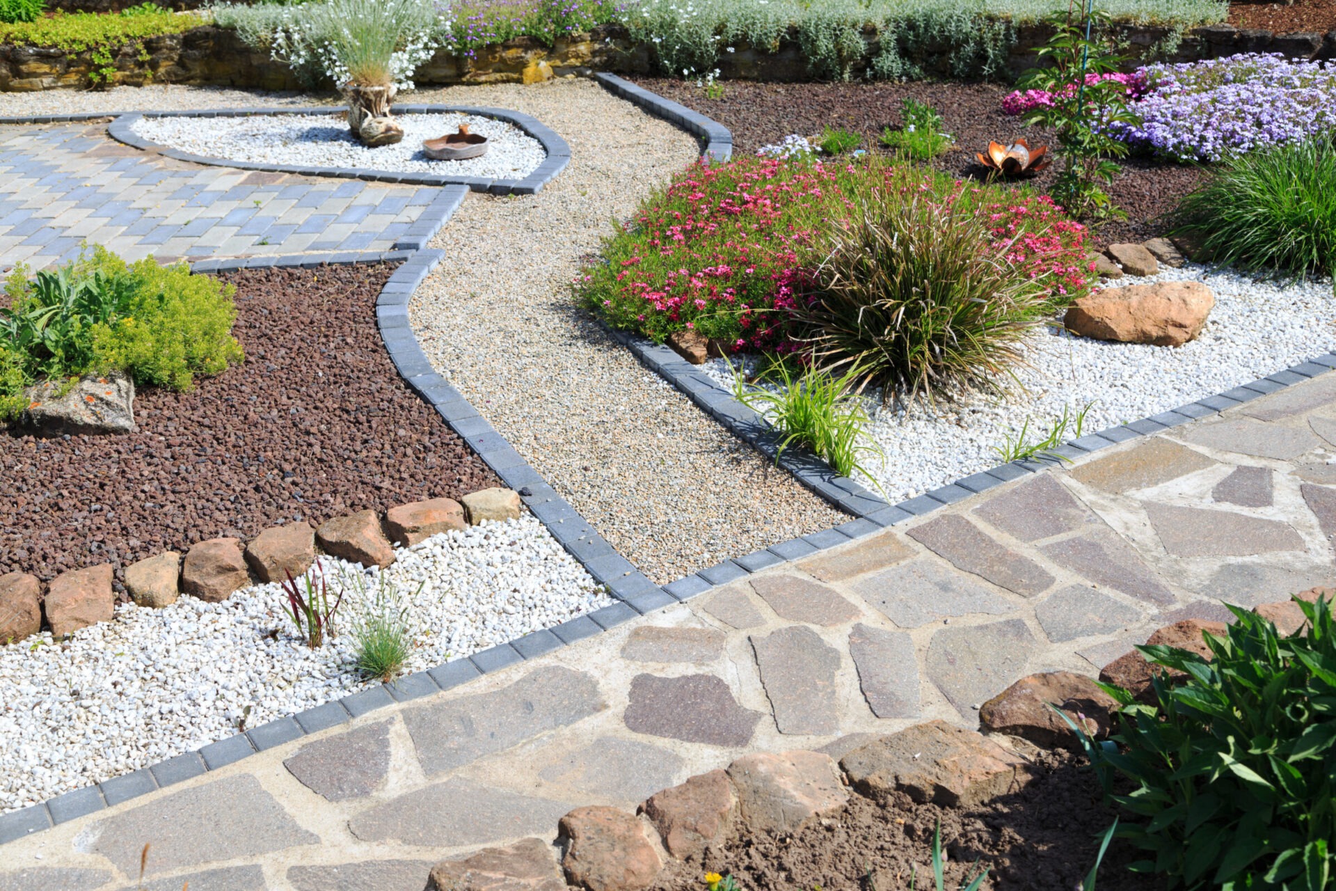 an intricately designed garden path
